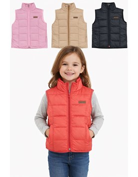 CHALECO PARA NENA EN MATELASSE CON RECORTE. SKIN