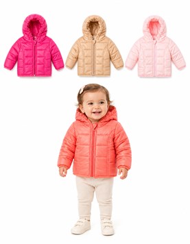 CAMPERA PARA BEBA MATELASEADA CON CAPUCHA . SKIN