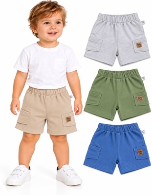 SHORT RUSTICO CON BOLSILLO TIPO CARGO. BABY SKIN