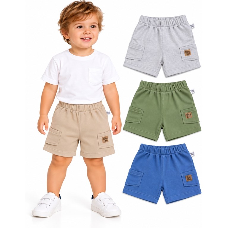 SHORT RUSTICO CON BOLSILLO TIPO CARGO. BABY SKIN