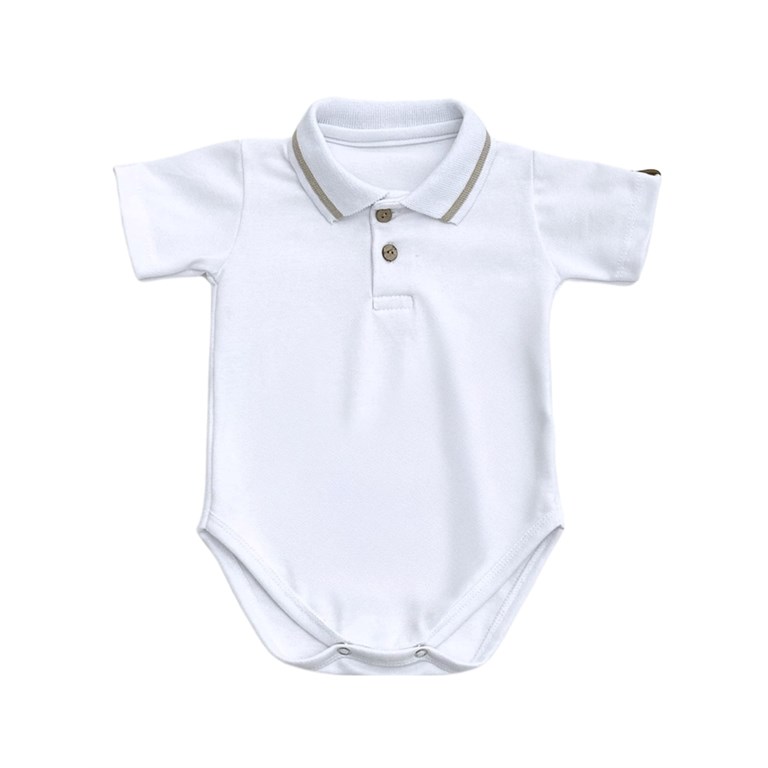 BODY CHOMBA PARA BEBE PIQUE ELASTIZADO CON CUELLO COMBINADO PILIM