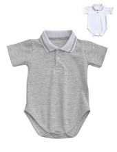 BODY CHOMBA PARA BEBE PIQUE ELASTIZADO CON CUELLO COMBINADO PILIM