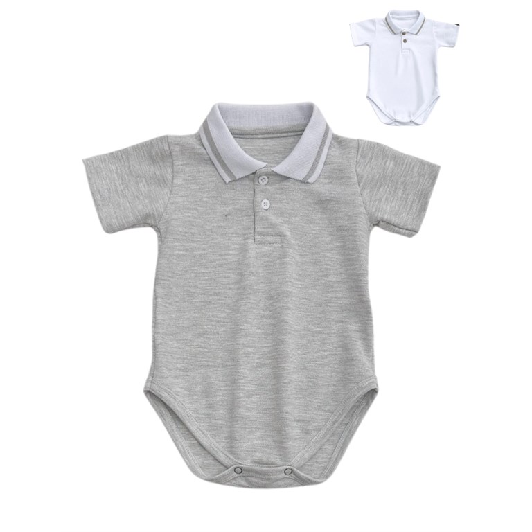 BODY CHOMBA PARA BEBE PIQUE ELASTIZADO CON CUELLO COMBINADO PILIM