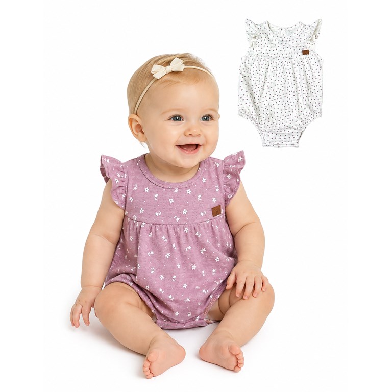 BODY PARA BEBA CON CANESU Y VOLADO EN CLOQUE ESTAMPADO. PILIM