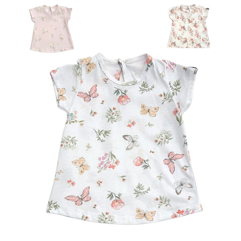 Remera maga corta de jersey estampada para beba. pilim