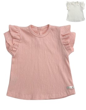 Remera con volado de bambula elastizada para beba. pilim