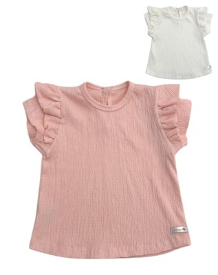 Remera con volado de bambula elastizada para beba. pilim