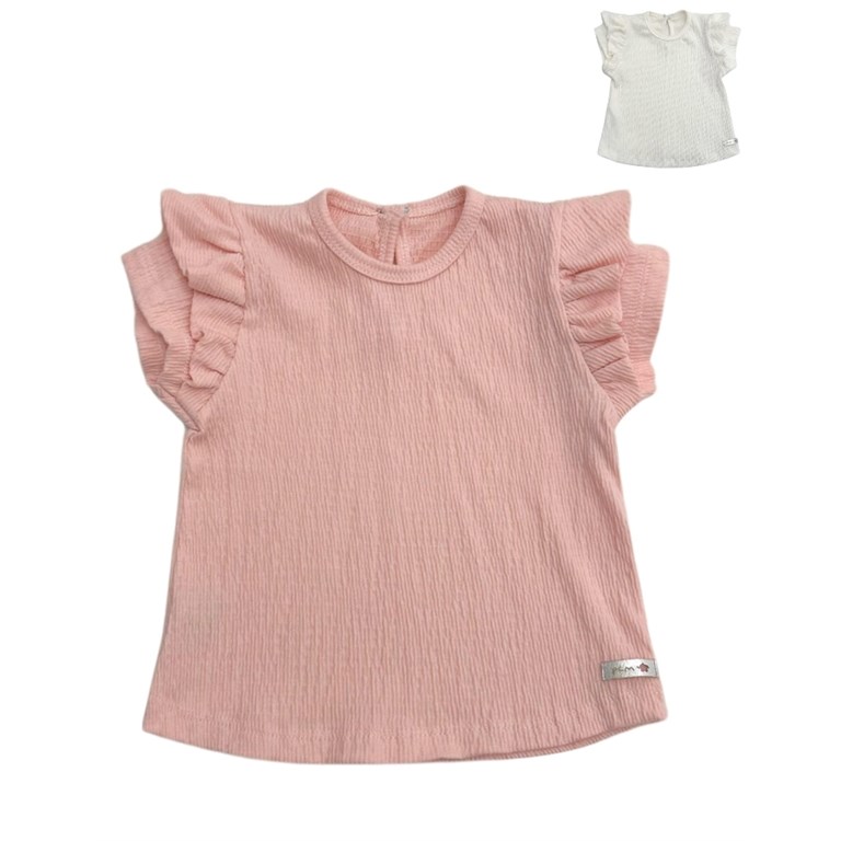 Remera con volado de bambula elastizada para beba. pilim
