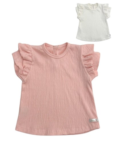 Remera con volado de bambula elastizada para beba. pilim