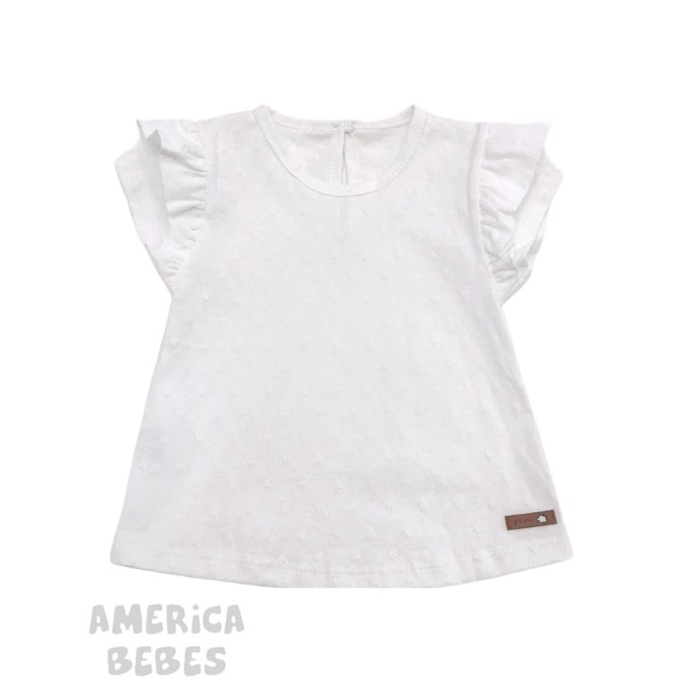 MUSCULOSA PARA BEBA CON VOLADO EN CLOQUE ESTAMPADO. PILIM