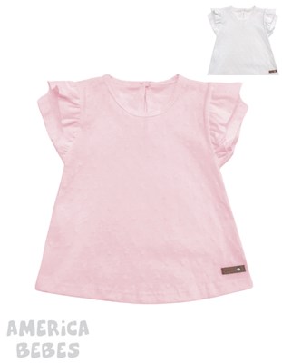 MUSCULOSA PARA BEBA CON VOLADO EN CLOQUE ESTAMPADO. PILIM