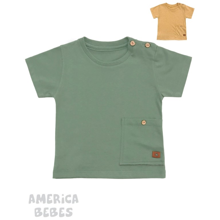 Remera bebe varon con cuello mao manga corta. pilim