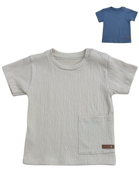 Remera de bambula elastizada con bolsillos para bebe varon pilim