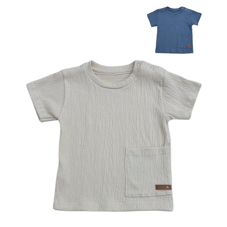 Remera de bambula elastizada con bolsillos para bebe varon pilim