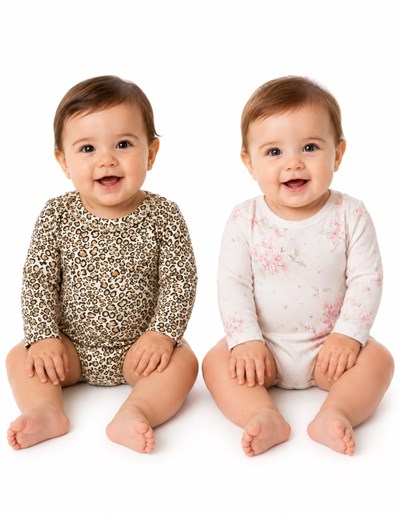 BODY BEBA BASICO DE MORLEY ESTAMPADO CON CUELLO VOLADO PILIM