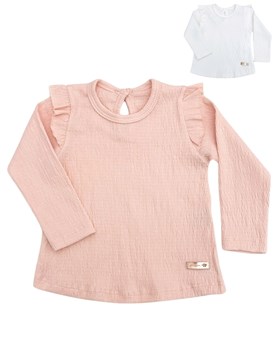 Remera beba con volado en hombros, bambula eslastizada. Pilim