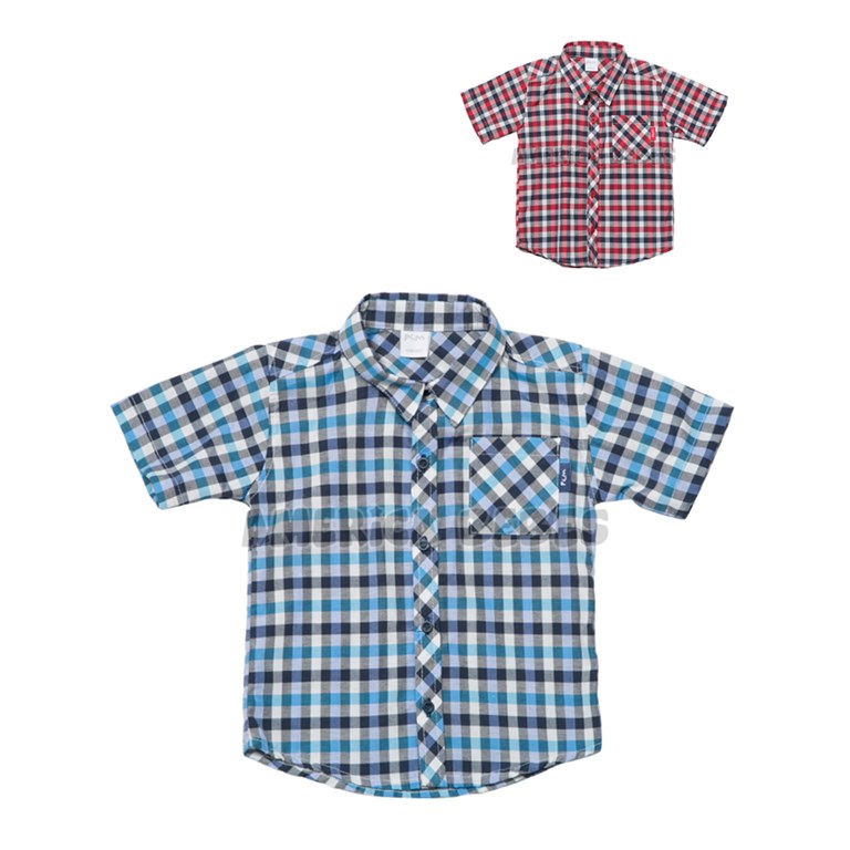 CAMISA BEBE CON CUELLO MANGA CORTA DE LINO RAYADO. PILIM