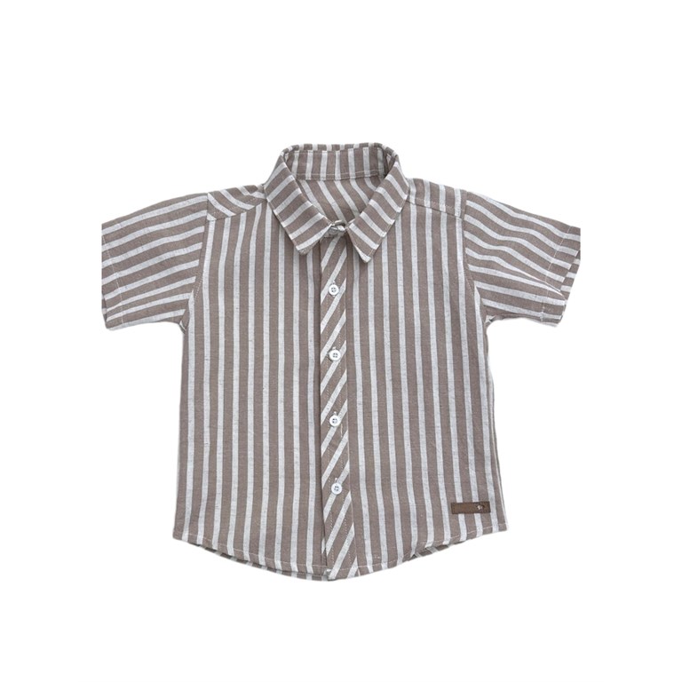Camisa manga corta rayada combinada para bebes.Pilim