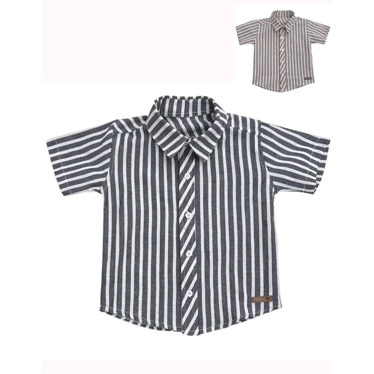 Camisa manga corta rayada combinada para bebes.Pilim