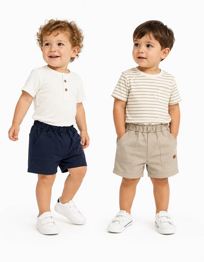 BERMUDA PARA BEBE GABARDINA ELASTIZADA LISA PILIM