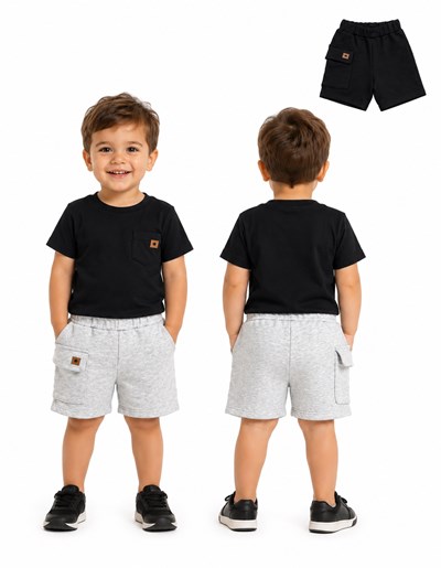BERMUDA PARA BEBE EN RUSTICO SNOW CON BOLSILLOS PILIM