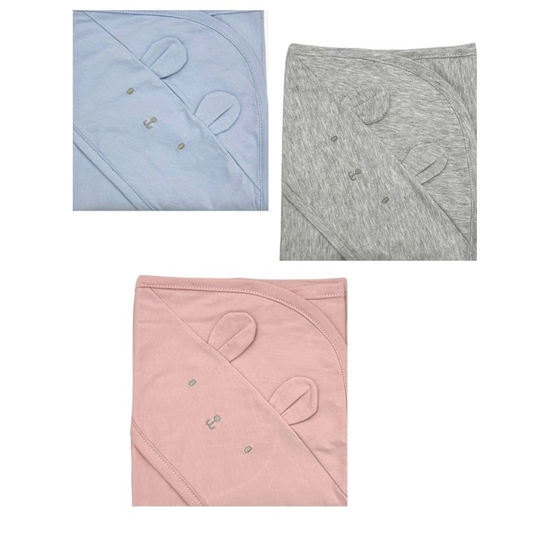 RECIBIDOR MANTITA ALGODON BORDADO OJITOS CON OREJITAS. PILIM