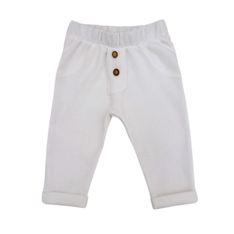 PANTALON LARGO PARA BEBE EN WAFFLE CON LYCRA LISO PILIM