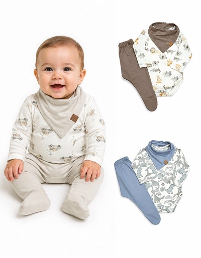 Set body estampado, medio osito y bandana. Pilim
