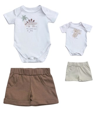 SET 2 PIEZAS BODY MANGA CORTA ESTAMPADO Y SHORT PARA BEBE PILIM