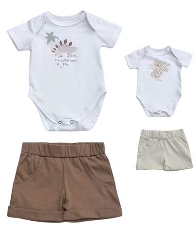 SET 2 PIEZAS BODY MANGA CORTA ESTAMPADO Y SHORT PARA BEBE PILIM