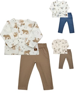 SET  BEBE SAQUITO ESTAMPADO Y PANTALON LISO.  PILIM