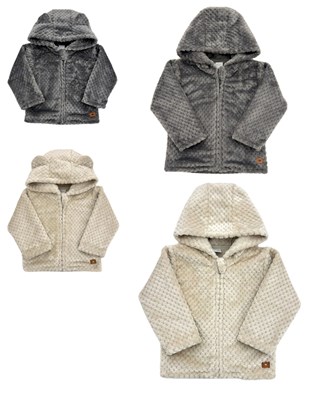 Campera con capucha ositos en plush para bebe.Pilim