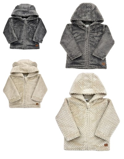 Campera con capucha ositos en plush para bebe.Pilim
