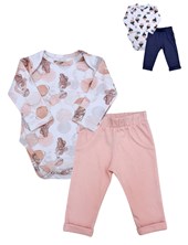 SET DE BODY ESTAMPADO DE JERSEY Y PANTALON PARA BEBE PILIM