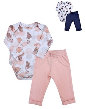 SET DE BODY ESTAMPADO DE JERSEY Y PANTALON PARA BEBE PILIM