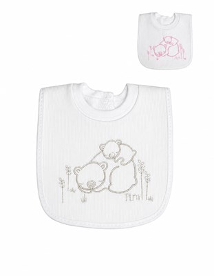 PRIMER BABERO BORDADO CON CUELLO EN PIQUE Y TOWELL PILIM