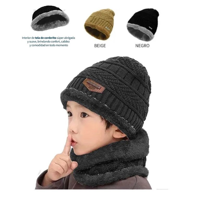 GORRO LANA CON TELA CORDERITO EN EL INTERIOR. VARIOS COLORES. TALLE 1: HASTA 6 AÑOS TALLE 2: DE 7 A 16 AÑOS. MAC FLY
