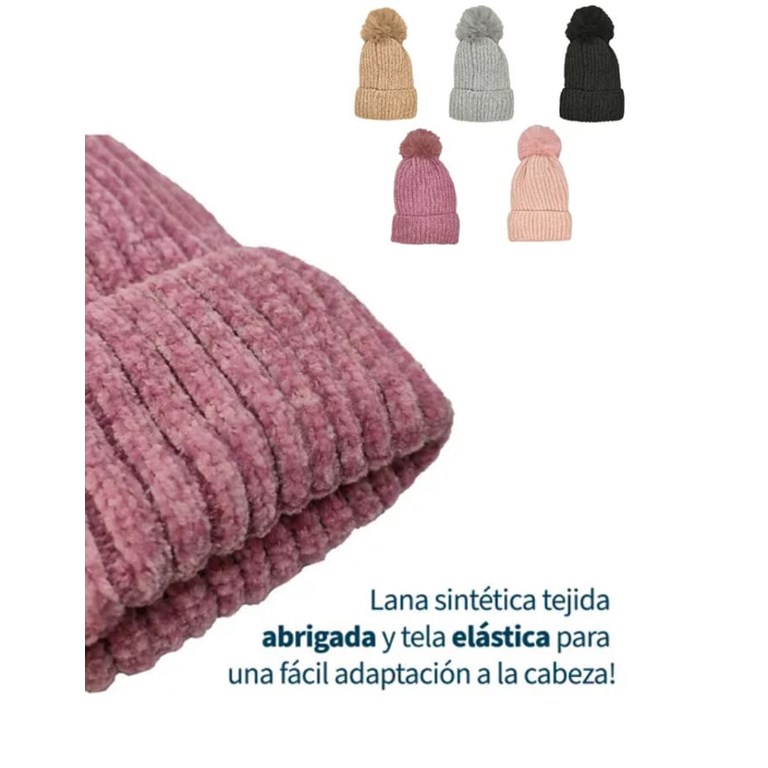 GORRO LANA C/CORD EN EL INTERIOR Y POMPON. VARIOS COLORES . TALLE 1: HASTA 6 AÑOS TALLE 2: DE 7 A 16 AÑOS . MACFLY