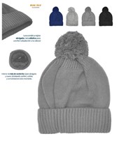 GORRO LANA CON CORDERITO EN EL INTERIOR  Y POMPON LISO COLEGIAL. TALLE 1: HASTA 6 AÑOS TALLE 2: DE 7 A 16 AÑOS MACFLY