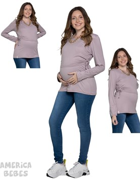 REMERA MODAL CON FRUNCE LATERAL PARA AMAMANTAR QUE SERA