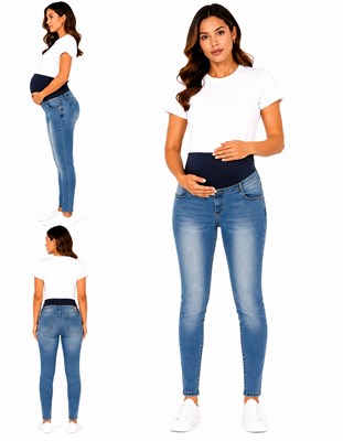 PANTALON DE JEAN SUPER ELASTIZADO Y SATINADO PARA FUTURA MAMA CON FAJA ALTA QUE SERA