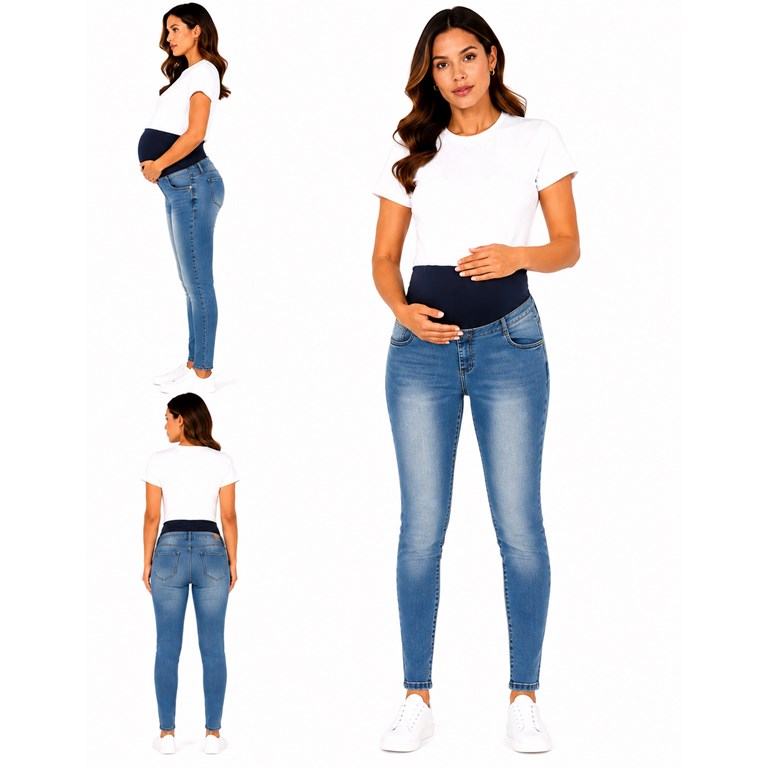PANTALON DE JEAN SUPER ELASTIZADO Y SATINADO PARA FUTURA MAMA CON FAJA ALTA QUE SERA