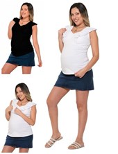 REMERA DE ALGODÓN CON PUNTILLA Y VOLADO PARA AMAMANTAR. QUE SERA