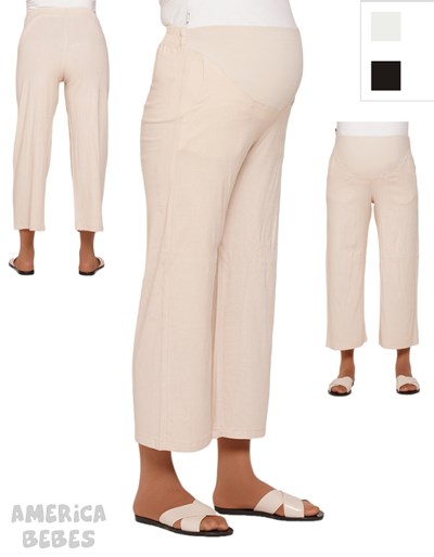 PANTALON PALAZO LINO ELASTIZADO CON FAJA ALGODON DELANTERA. QUE SERA