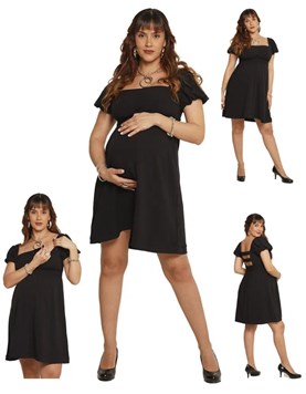 VESTIDO FM LINO SOX MANGA GLOBO, PARA AMAMANTAR. QUE SERÁ