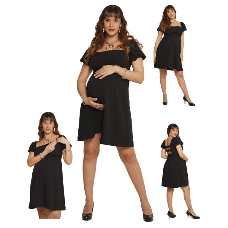 VESTIDO FM LINO SOX MANGA GLOBO, PARA AMAMANTAR. QUE SERÁ