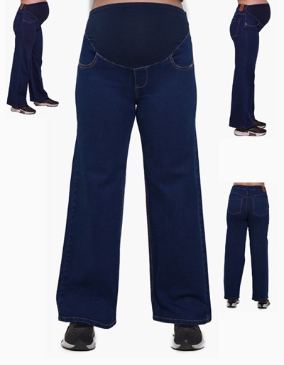 JEANS WIDE LEG TIRO ALTO CON FAJA DE ALGODÓN ELASTIZADA DELANTERA. QUE SERÁ