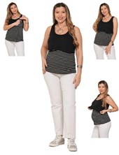 REMERA SIN MANGA MODAL RAYAS CON PECHERA LISA PARA AMANTAR. QUE SERA