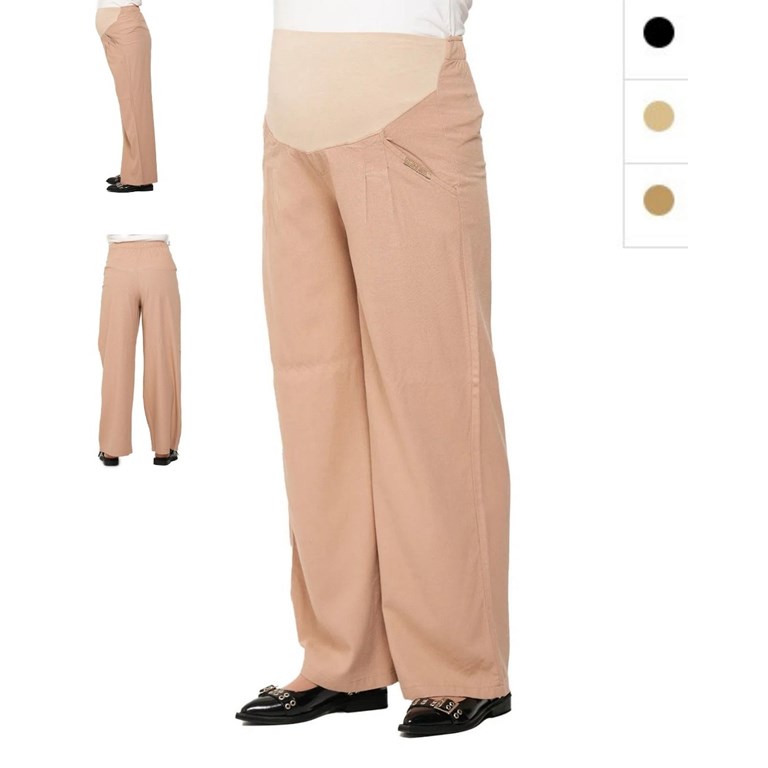 Pantalon de lino pierna ancha con bolsillos y pinza faja elastizada en panza.Que sera