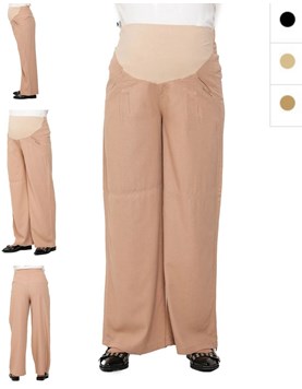 Pantalon de lino pierna ancha con bolsillos y pinza faja elastizada en panza.Que sera